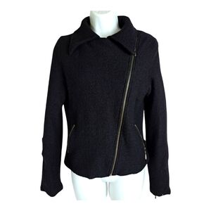 Harley Davidson Black Wool Logo Moto Jacket Embroidered.